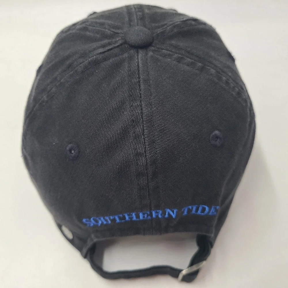 Southern Tide Hat Strapback (Fits Small) Black Blue Skipjack Tuna Logo Fish Men